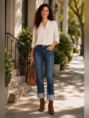 Wit & Wisdom Frayed High Waist Ankle Boyfriend Jeans, Sz. 8P